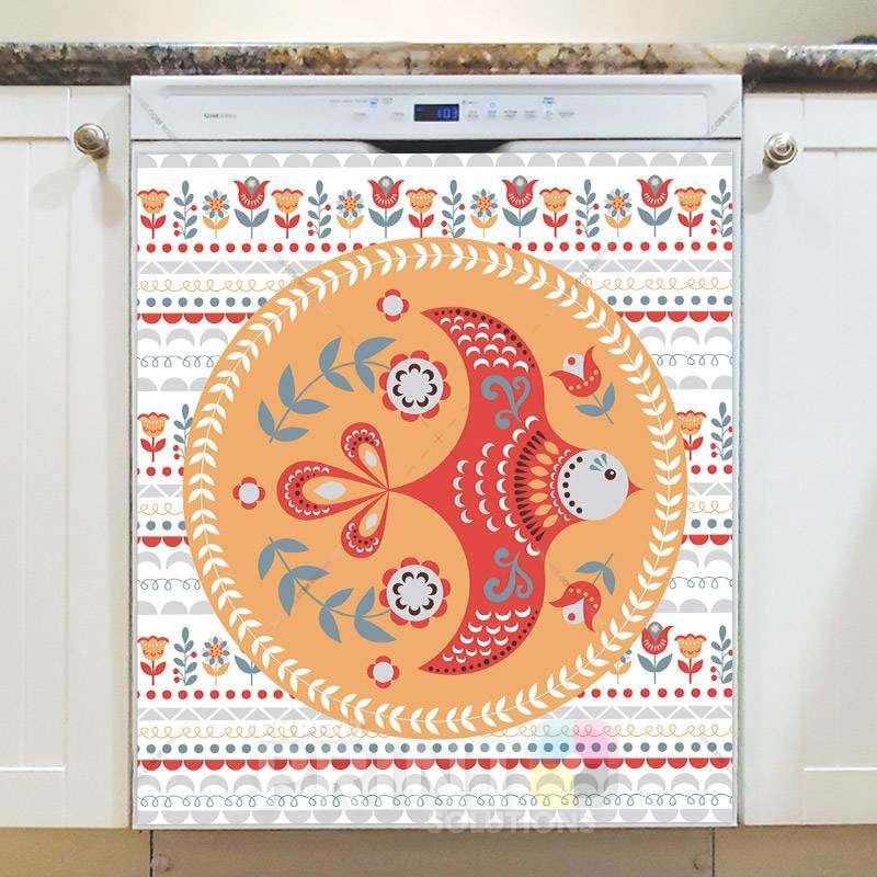 Scandinavian Folk Art Birds Design #1 Dishwasher Magnet