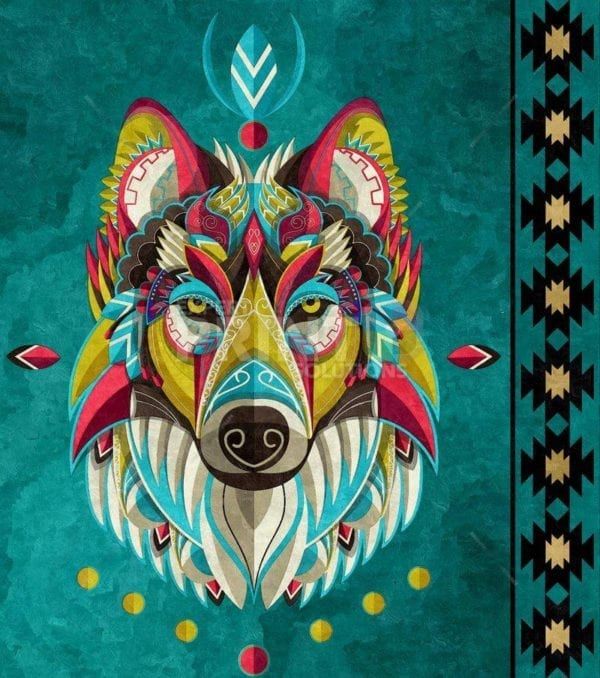 Beautiful Native Wolf Head Garden Flag