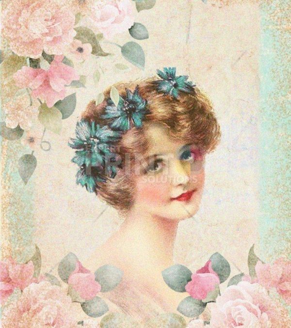 Beautiful Victorian Girl with Flowers Garden Flag