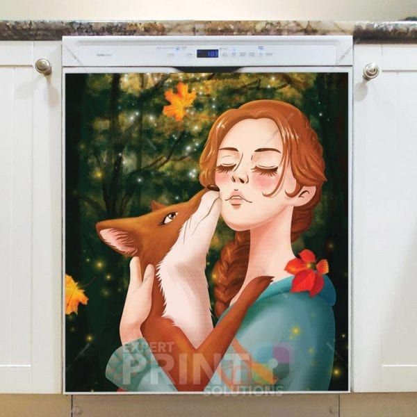 Forest Fairy and a Fox Dishwasher Magnet