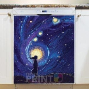 Starry Night with a Girl Dishwasher Magnet