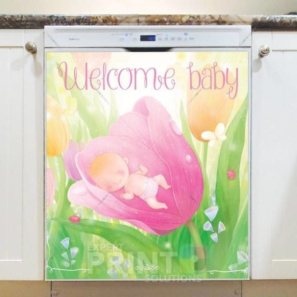 Welcome Baby - Girl Dishwasher Magnet