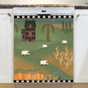 Autumn Farmhouse and Sheep Dishwasher Magnet