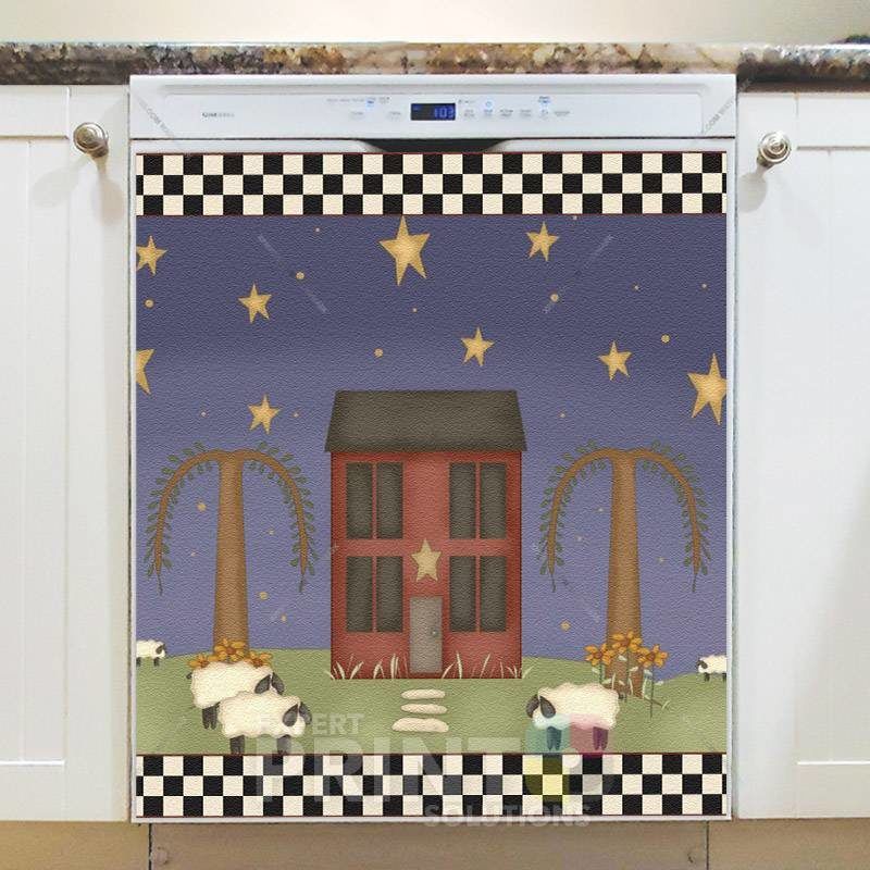 Midnight Farmhouse and Sheep Dishwasher Magnet
