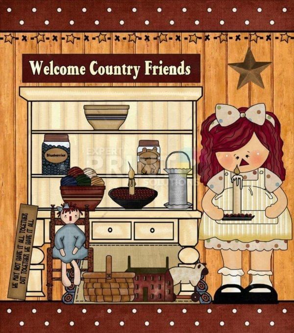 Prim Raggedy Ann's Kitchen #2 Garden Flag