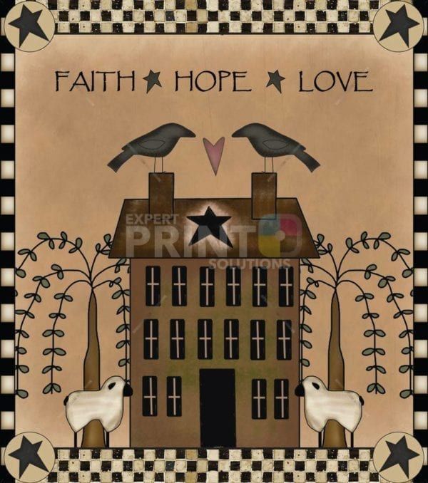 Faith Hope Love Saltbox House Garden Flag