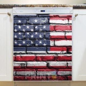 American Flag on Bricks Dishwasher Magnet