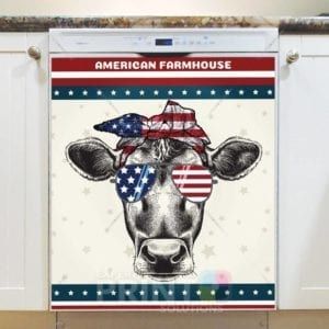 American Cow in Sunglasses Dishwasher Magnet