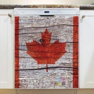 Canadian Flag on Wood Design #2 Dishwasher Magnet
