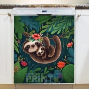 Cute Mommy and Baby Sloths Dishwasher Magnet