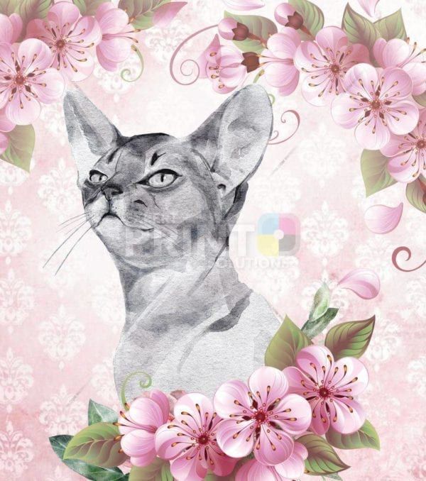 Pretty Sphynx Cat and Flowers Garden Flag