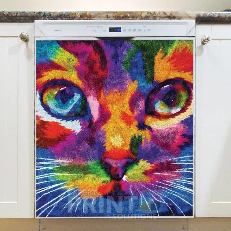 Cute Rainbow Cat Face Dishwasher Magnet