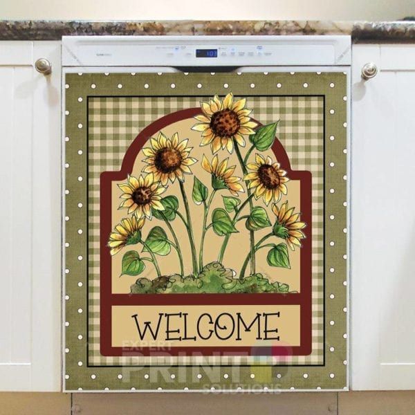Cute Country Sunflower Welcome Dishwasher Magnet