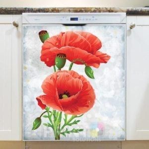 Beautiful Red Poppies Dishwasher Magnet