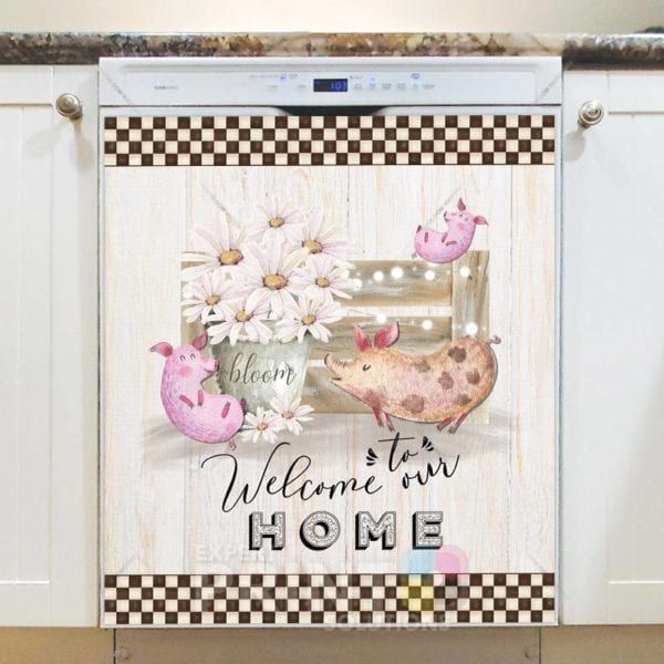 Cute Farmhouse Pig Family Dishwasher Magnet