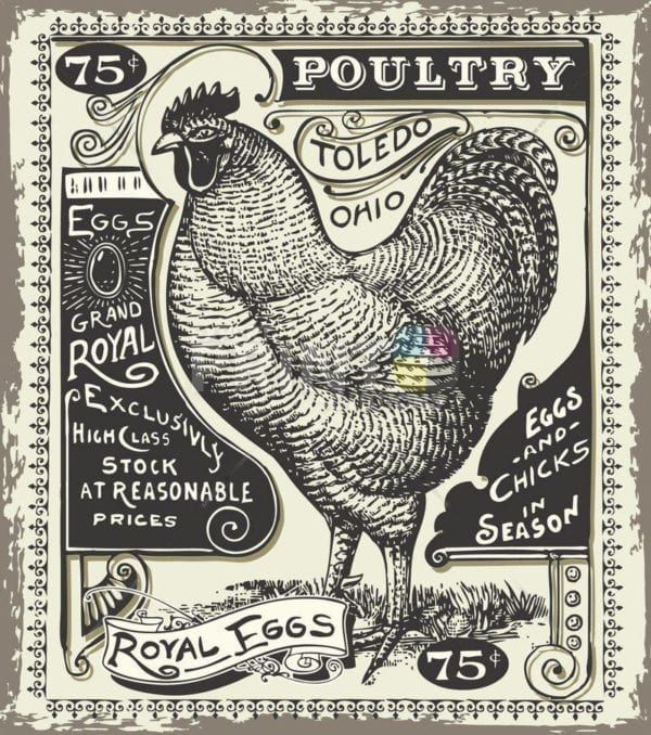 Vintage Poultry and Eggs Poster Design Garden Flag