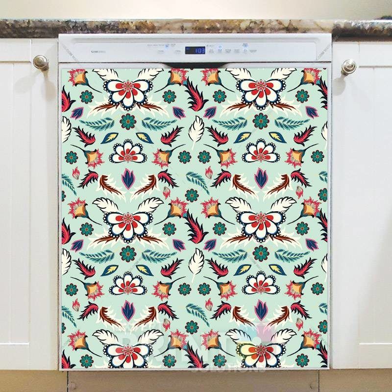 Bohemian Folk Batik Ethnic Flowers #1 Dishwasher Magnet