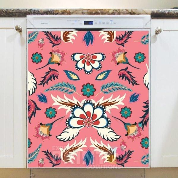 Bohemian Folk Batik Ethnic Flowers #2 Dishwasher Magnet