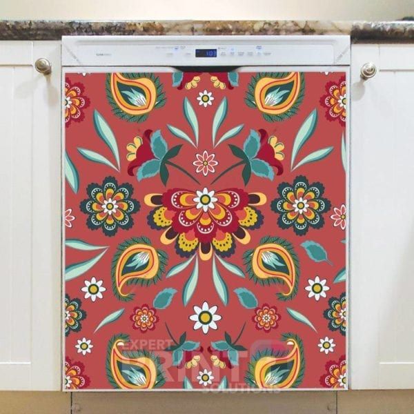 Bohemian Folk Batik Ethnic Flowers #4 Dishwasher Magnet