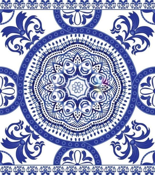 Bohemian Folk Art Ethnic Blue Mandala Design Garden Flag