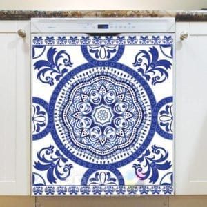 Bohemian Folk Art Ethnic Blue Mandala Design Dishwasher Magnet