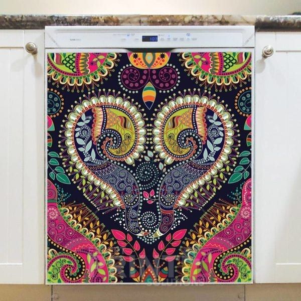 Bohemian Folk Art Ethnic Paisley Design #4 Dishwasher Magnet