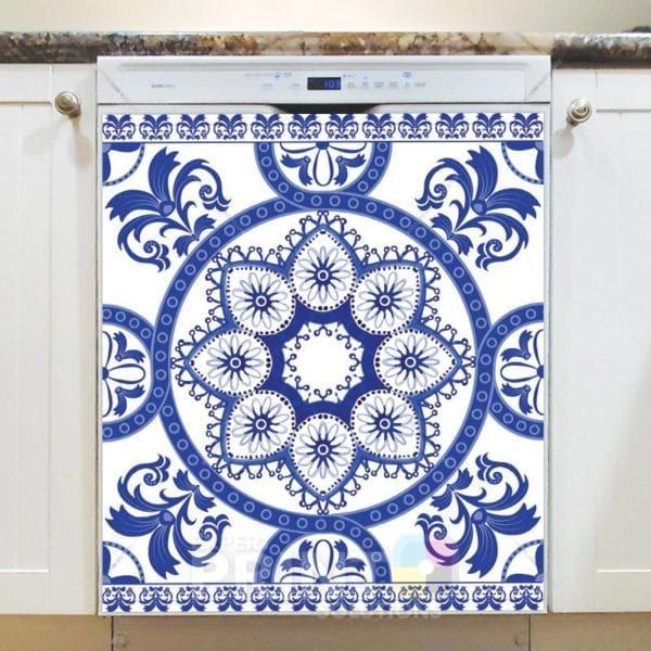 Bohemian Folk Art Ethnic Blue Mandala Design #2 Dishwasher Magnet