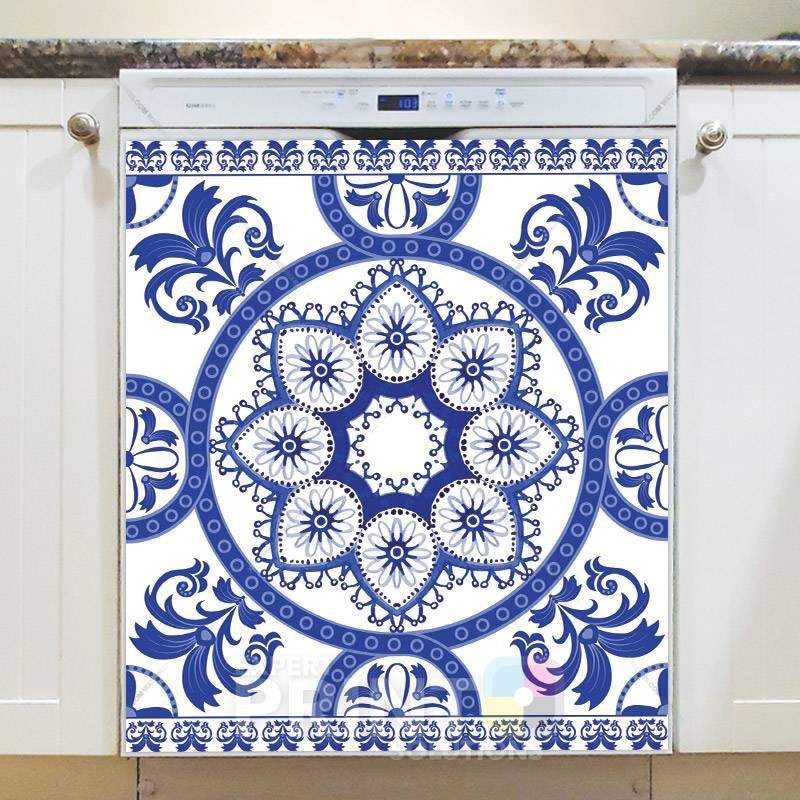 Bohemian Folk Art Ethnic Blue Mandala Design #2 Dishwasher Magnet