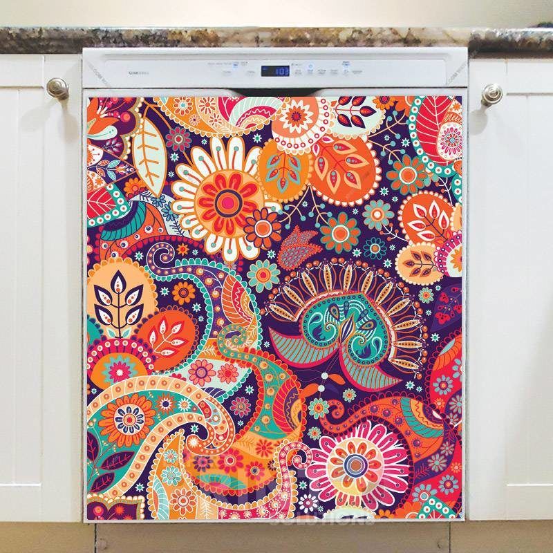 Bohemian Folk Art Ethnic Paisley Design #7 Dishwasher Magnet