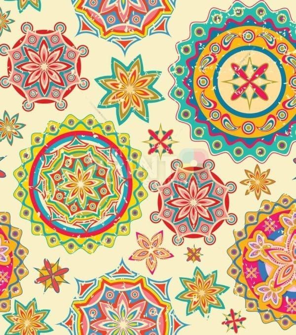 Bohemian Folk Art Ethnic Mandala Design #1 Garden Flag