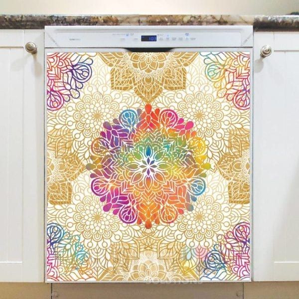 Bohemian Folk Art Ethnic Mandala Design #3 Dishwasher Magnet