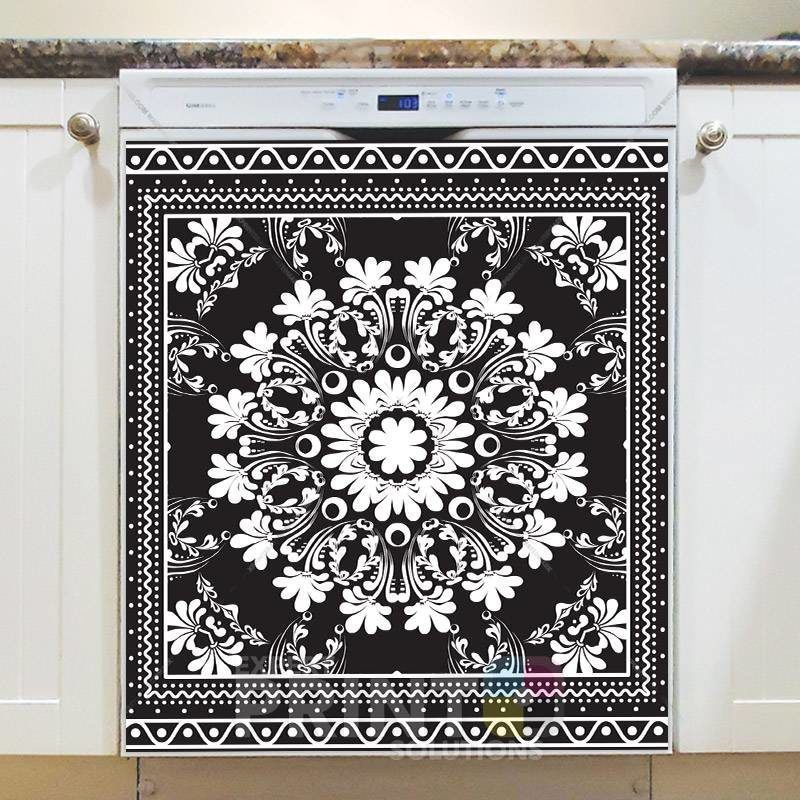 Beautiful Ethnic Folk Black and White Design #2 Dishwasher Magnet