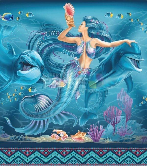 Beautiful Mermaid and Dolphins Garden Flag