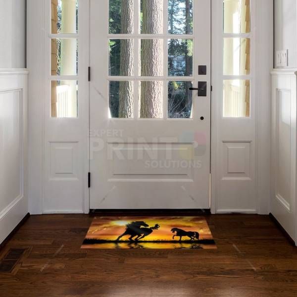 Silhouette of Sunset Horses Floor Sticker