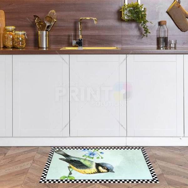 Little Bird on a Blooming Branch - Welcome Family and Friends Floor Sticker