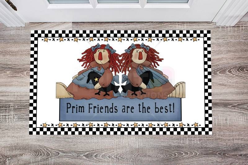 Primitive Country Raggedy Friends - Prim Friends are the Best Floor Sticker