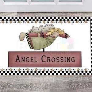 Primitive Country Garden Angel #5 - Angel Crossing Floor Sticker