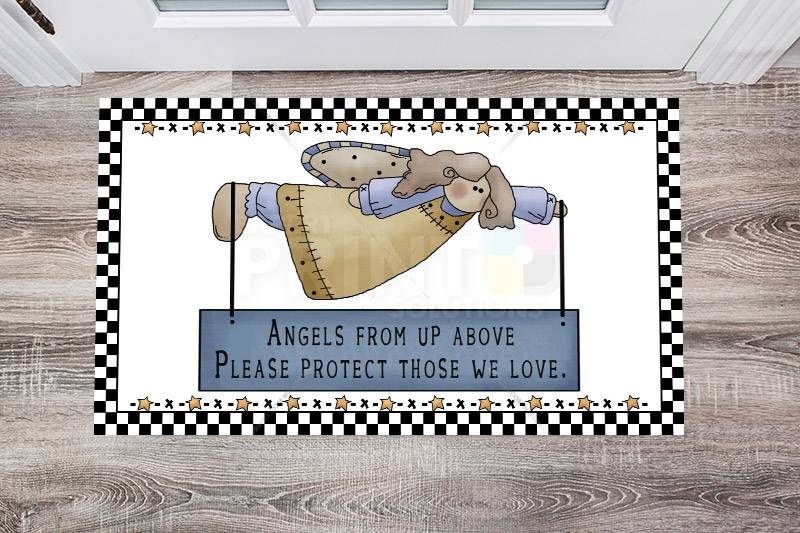 Primitive Country Garden Angel #4 - Angels from Up Above Please Protect Those We Love Floor Sticker