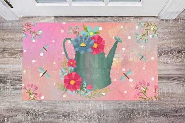 Watering Can and Flowers - Enjoy this Moment Floor Sticker