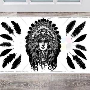 Native Girl in Headdress Floor Sticker