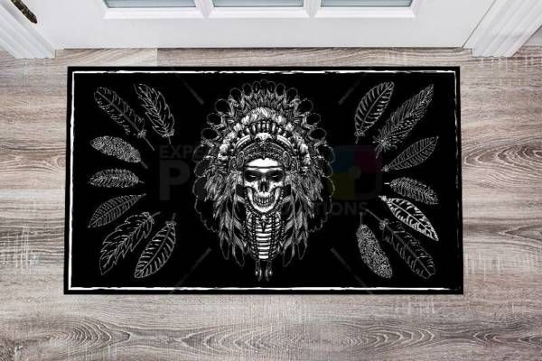 Native Chief Skull in Headdress Floor Sticker