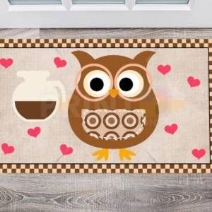 Coffee Lover Owl #8 - I Heart Coffee Floor Sticker