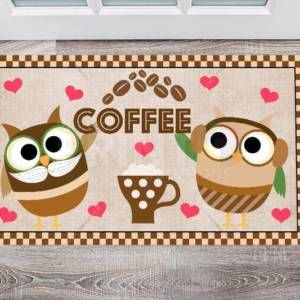 Coffee Lover Owls Floor Sticker