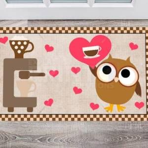 Coffee Lover Owl #6 Floor Sticker