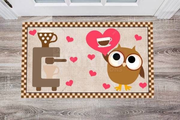 Coffee Lover Owl #6 Floor Sticker