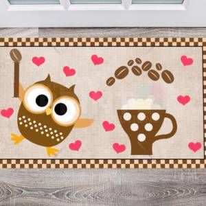 Coffee Lover Owl #5 - I Heart Coffee Floor Sticker