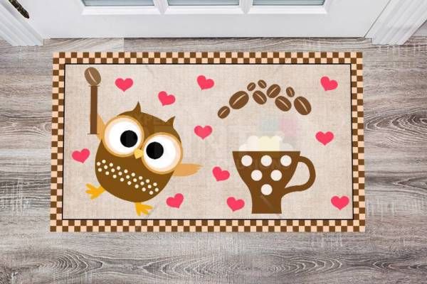 Coffee Lover Owl #5 - I Heart Coffee Floor Sticker