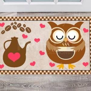 Coffee Lover Owl #4 Floor Sticker