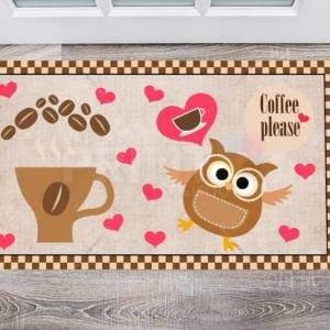 Coffee Lover Owl #3 - Coffee Please Floor Sticker