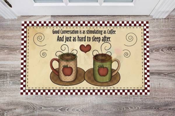 Good Conversations - Good conversation is as stimulating as coffee and just as hard to sleep after Floor Sticker